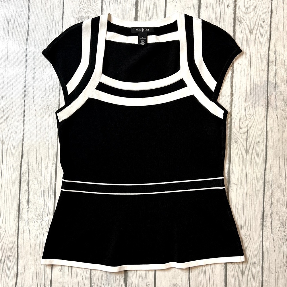 WHBM Size M peplum sweater black & white